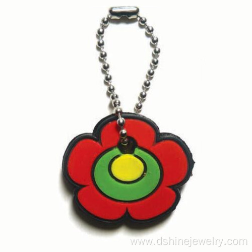 Custom PVC Keychains 3D Soft Flower Shape PVC Keychain